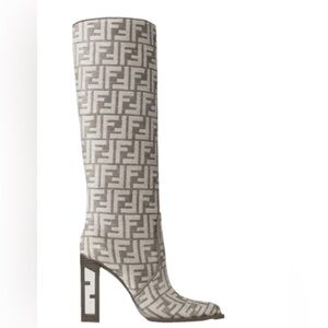 Fendi Monogram FF leather and chenille boots